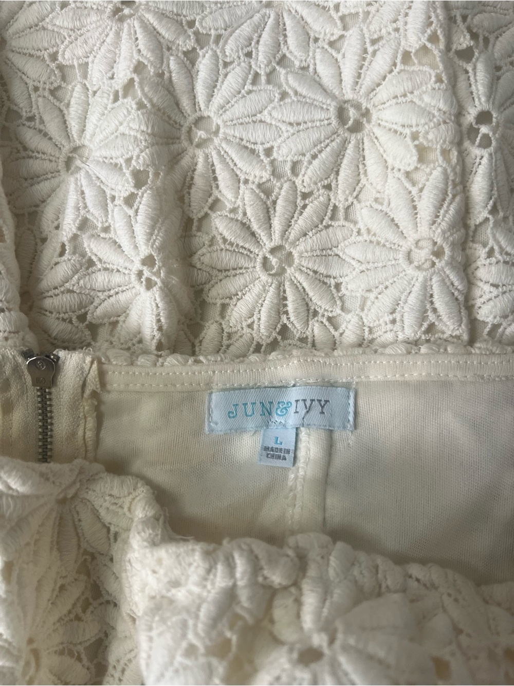 Strapless White Floral Lace Mini Dress - Picture 7 of 8